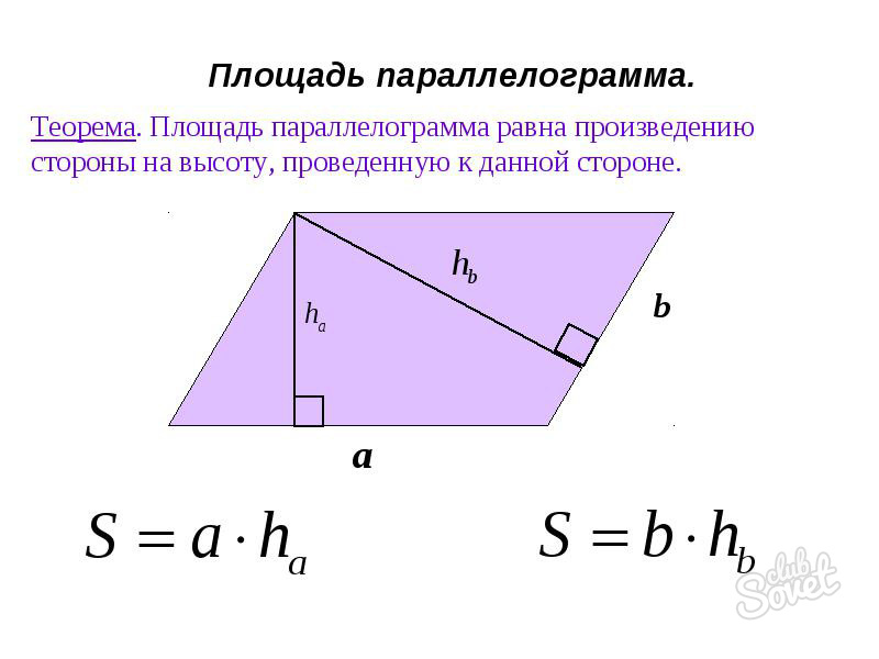 Картинки по запросу площадь параллелограмма формула