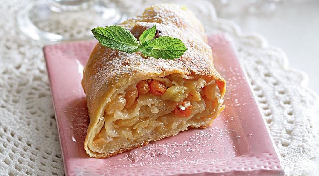 How to prepare strudel with puff-dough apples?