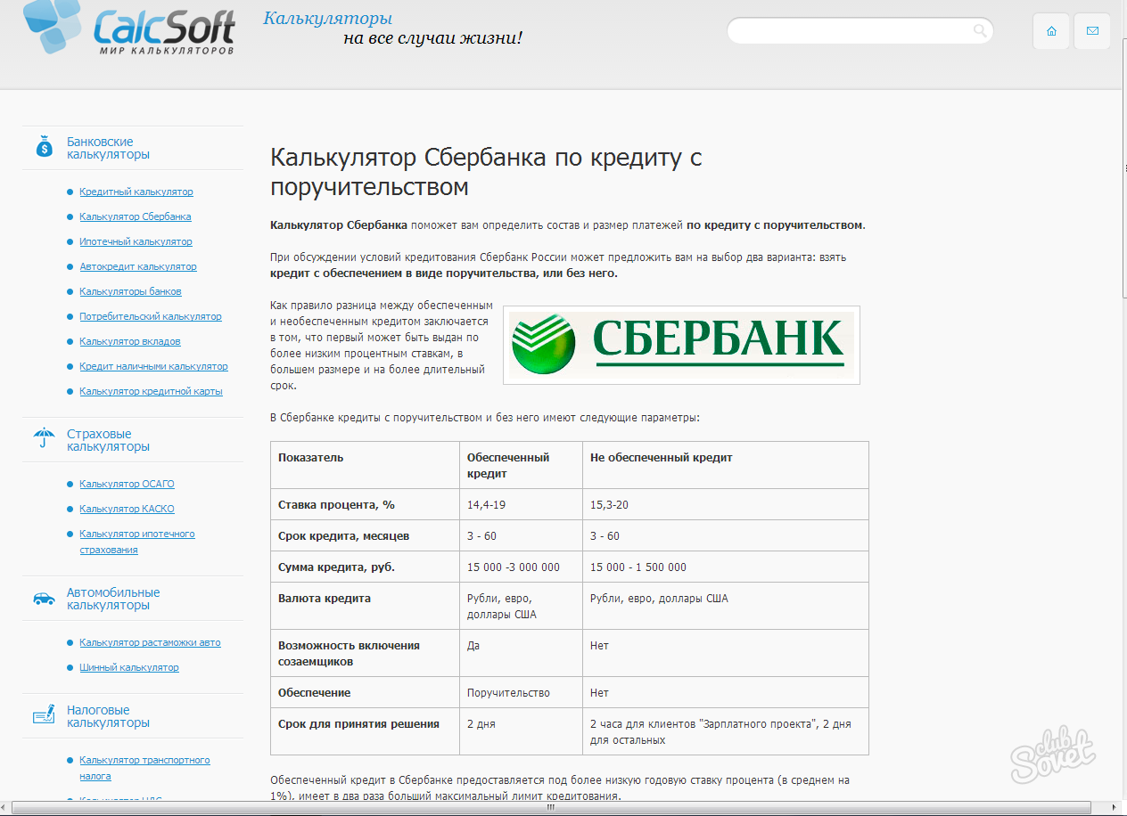 Υπολογιστής Sberbank
