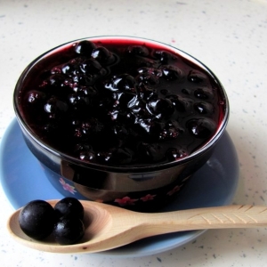 Stock Foto Jelly black currant jam