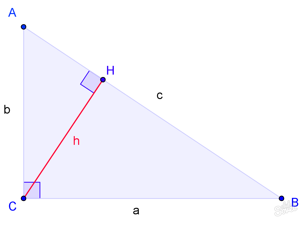 Kako najti višino v pravokotni trikotnik