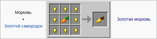 как сделать золотую морковь в minecraft