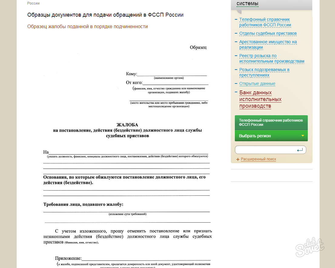 Exemple de document dans la FSSP10