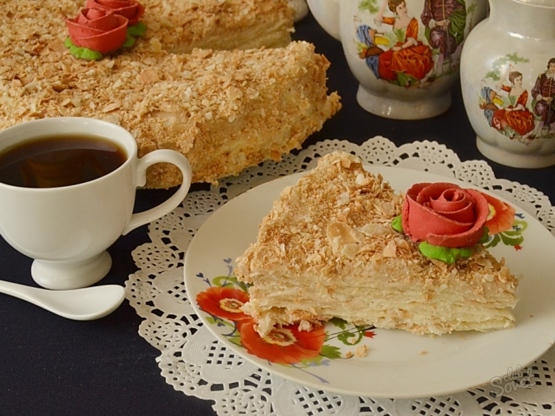 Kuchen Napoleon mit Vanillepudding - Rezept