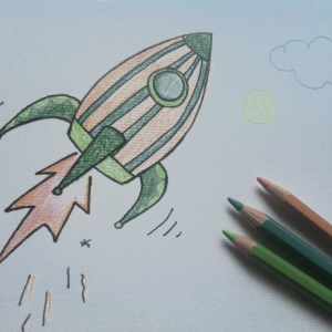 Фото как нарисовать ракету