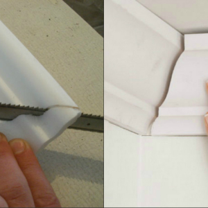 Photo How to cut the ceiling plinth