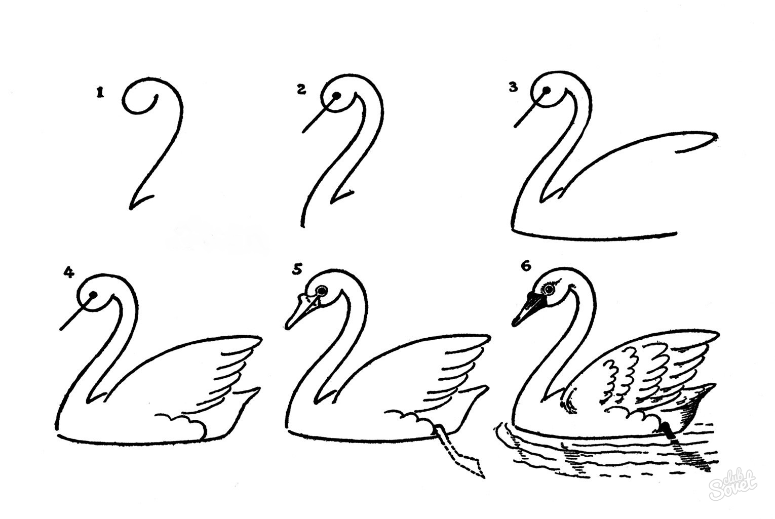 Как нарисовать лебедя из цифры 2. 2. 