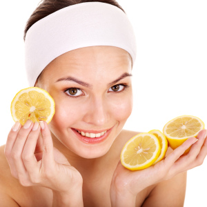 Stock Foto Face mask with lemon