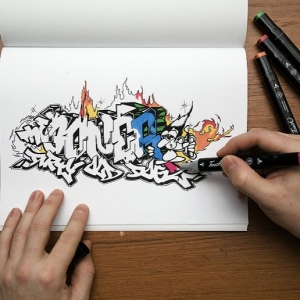 Photo How to draw graffiti pencil