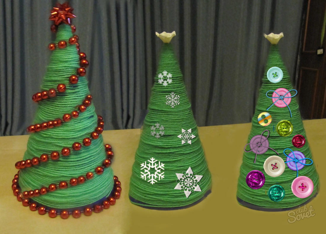 Wie kann man einen Weihnachtsbaum aus Threads und Kleber machen?
