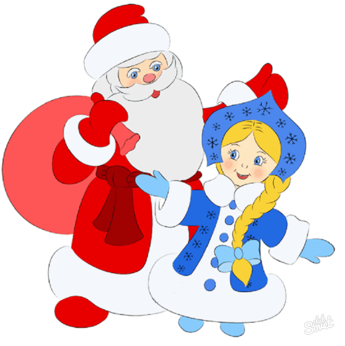 How to draw Santa Claus and Snow Maiden