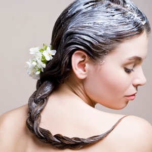 Stock Foto Maska wzrostu włosów z olejem rycynowym