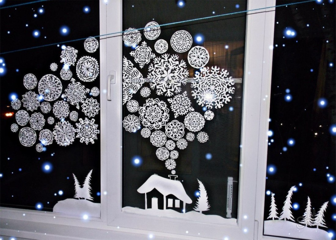 Kako lepiti papir snežinke na oknu