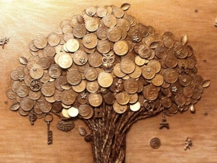 ต้นไม้เงินทำเองจากเหรียญ