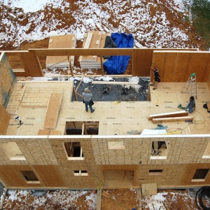 Stock Foto How to build a house from panels