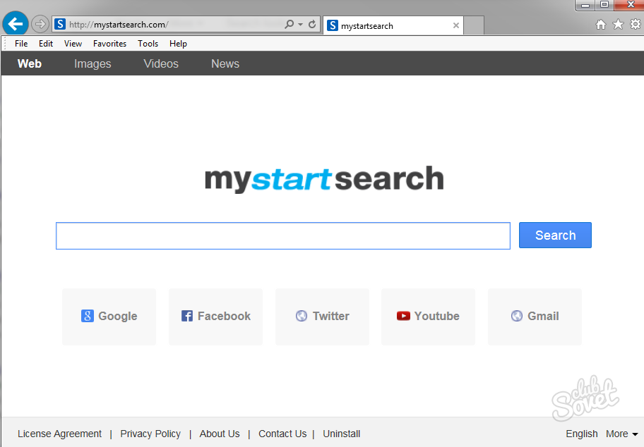Como remover o mystartsearch