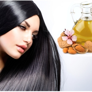 Stock Foto mandľový olej pre vlasy