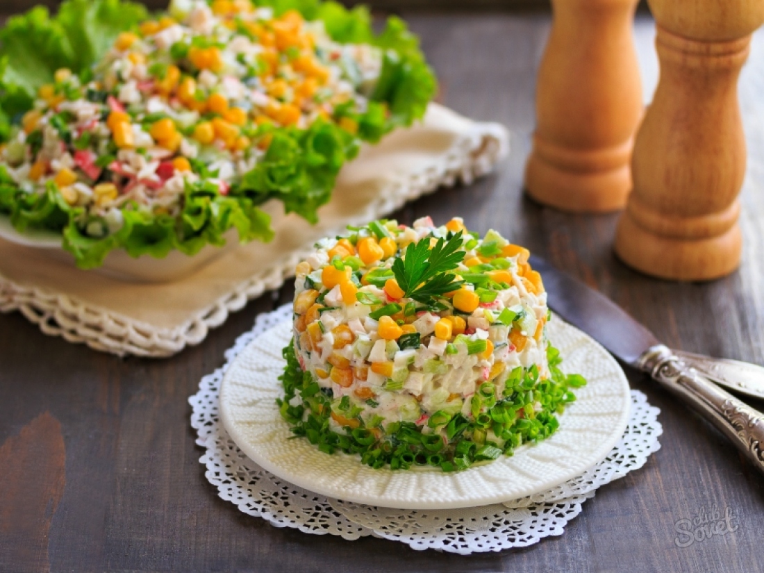 Крабовый салат классический рецепт с рисом