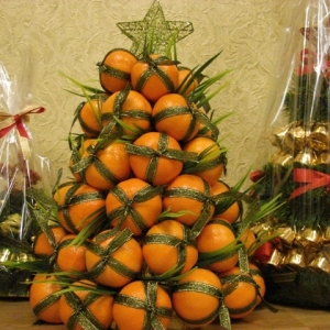 عکس چگونه یک درخت کریسمس از نارنگی ها را انجام دهید