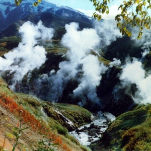 หุ้น Foto วิธีการพักผ่อนใน Kamchatka Valley of Geysers