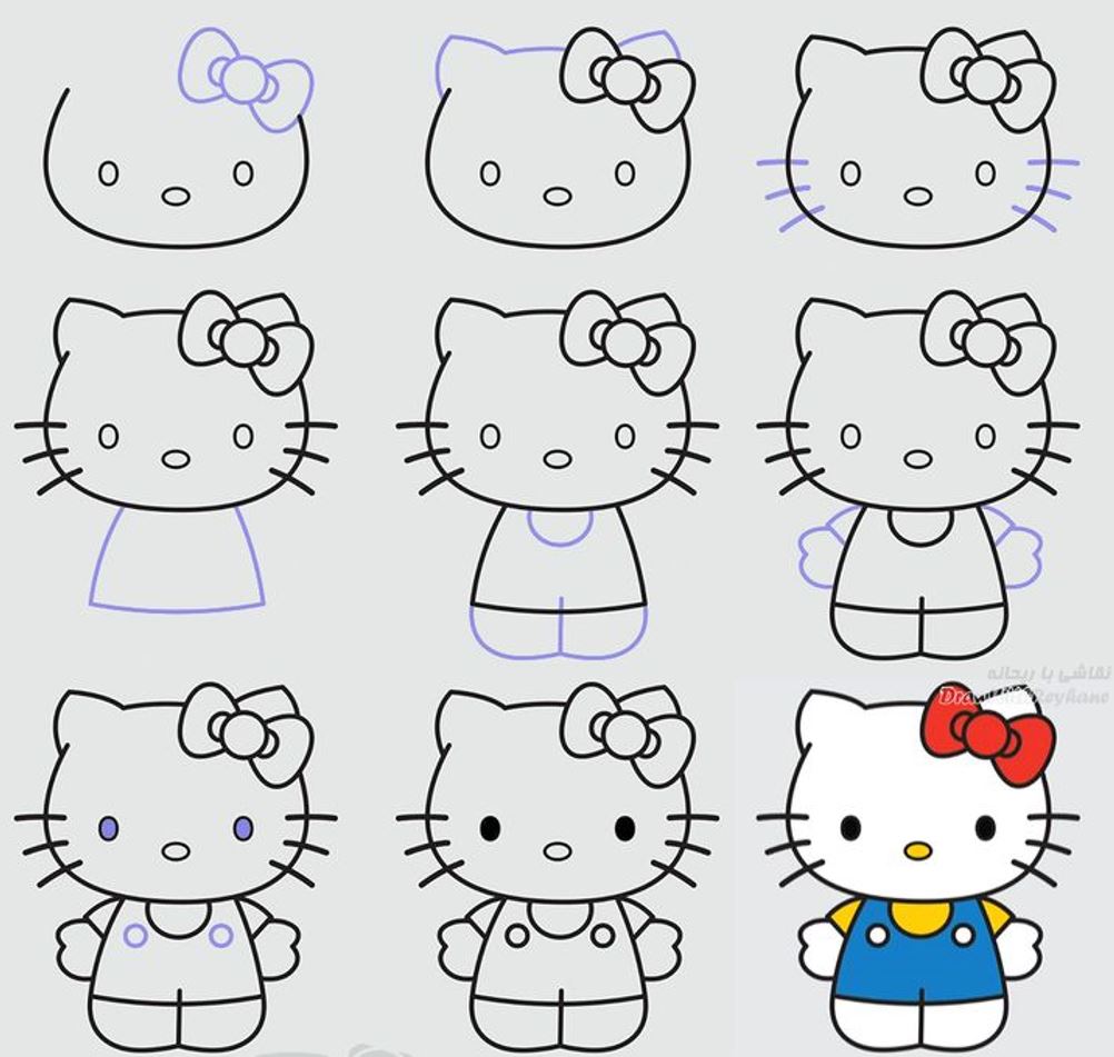 рисунки карандашом котенок хелло китти