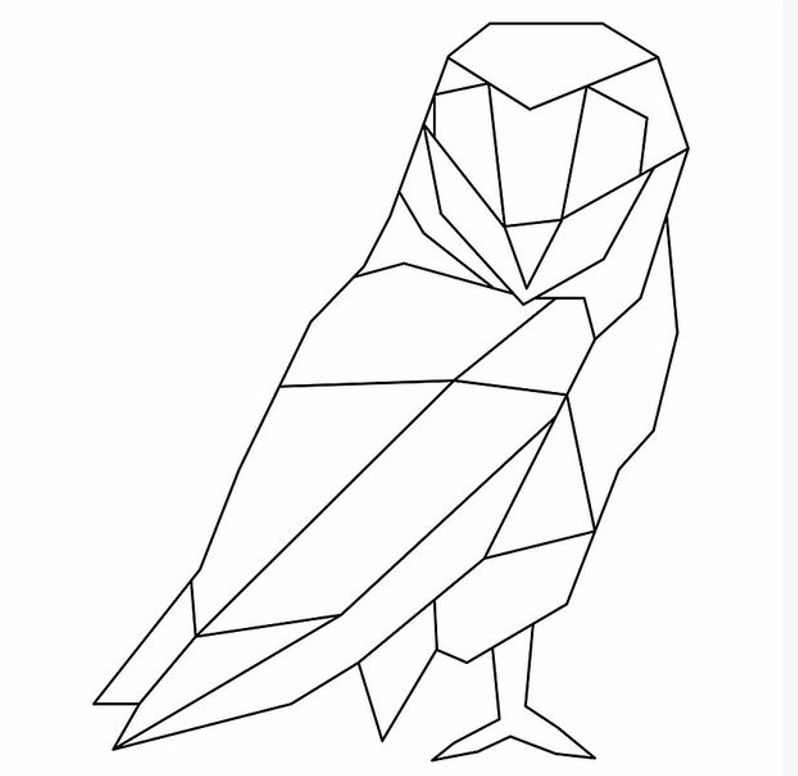 чертеж филин рисунок