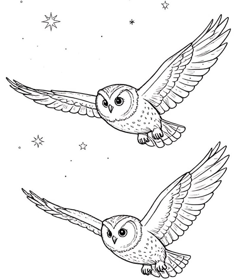 рисунок детский филин