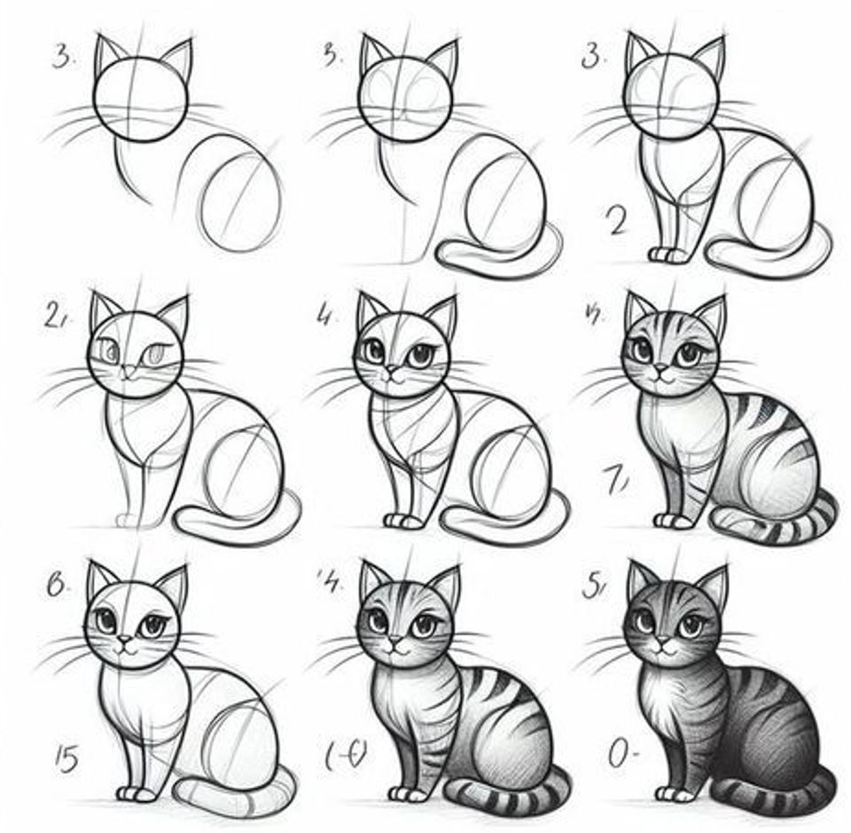 рисовать кошку