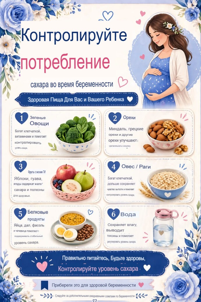 контроль сахара в продуктах во времени беременности